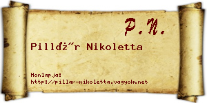 Pillár Nikoletta névjegykártya